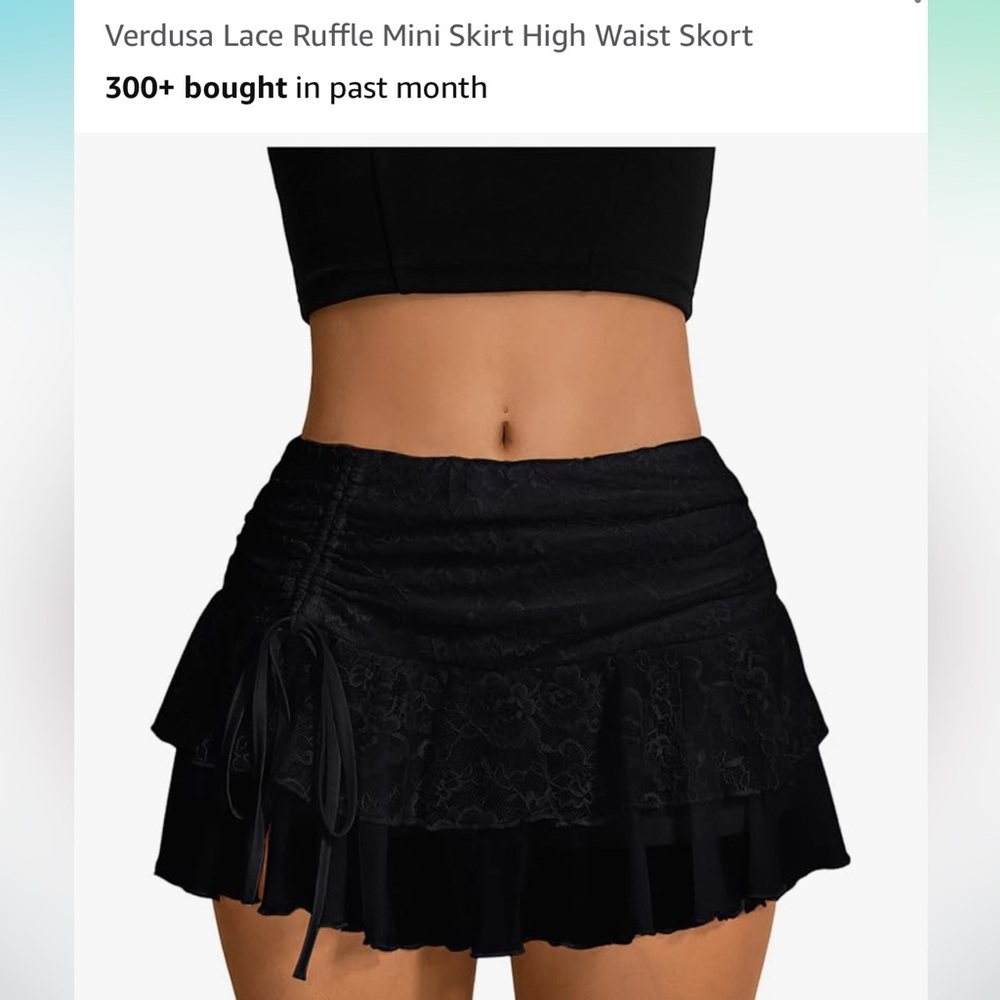 Black Laced Ruffle Mini Skirt